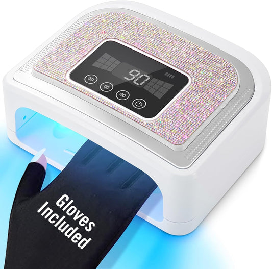 Cordless Nail Lamp, Rechargeable UV Nail Lamp for Gel Nails, LED Nail Lamp with 4 Timer Modes, Gel Nail Light Decorate with Sparkling Nail Rhinestones Diamond (Sparkly Diamond and White) | alldaygood beauty