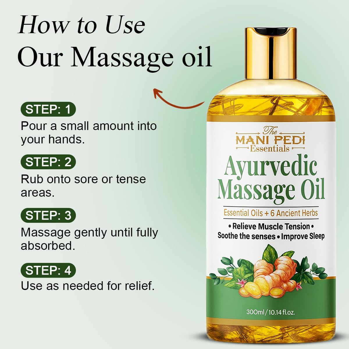 Ayurvedic Massage Oil enriched with Clove, Almond, Lemongrass & Lavender Oils & 6 Ancient Herbs. Relieves Muscle Tensions, Calms Nerves, Soothes. 100% Natural 300ml