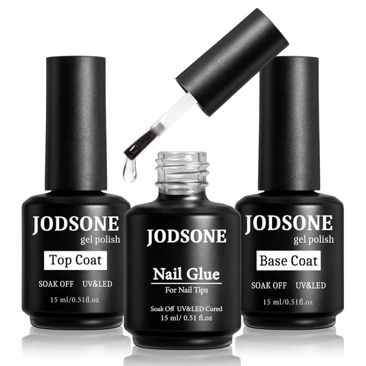 JODSONE 15ml Nail Glue Gel for Nail Tips Long Lasting Extension Glue for Clear Nail Tips Base Coat Top Coat All Need Lamp Cured | alldaygood beauty