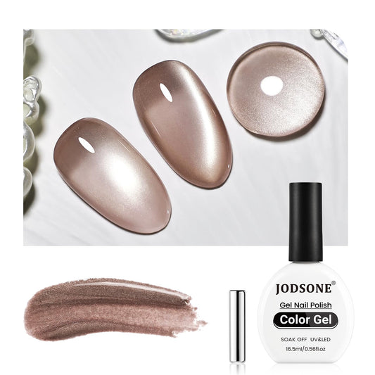 JODSONE Cat Eye Gel Nail Polish 16.5ml Brown Single Colors for Holographic Glitter Cat Eye with Magnet Reflective Translucent Need U V Lamp | alldaygood beauty