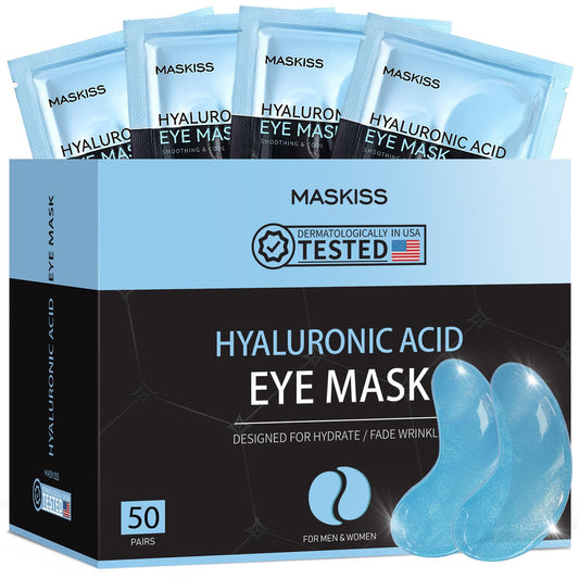 Under Eye Patches (50 Pairs), Hyaluronic Acid Eye Masks for Dark Circles Puffy Eyes Undereye Bags, Collagen Eye Patches for Wrinkles and Hydrate, Skin Care Gift for Her | alldaygood beauty