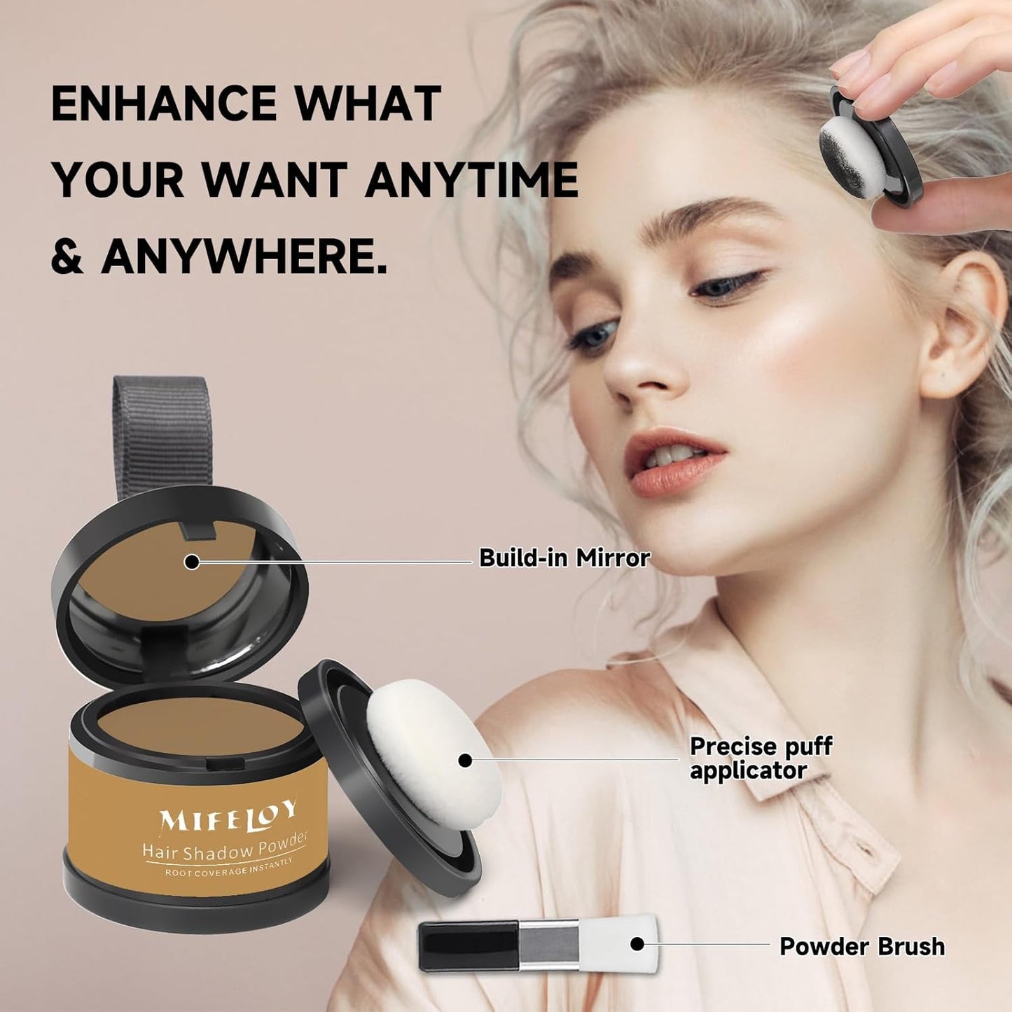 2 Pack Root Touch Up Shadow Powder, Gray Hair Cover Up, Color Root Coverage Powder for Thinning Grey Hairline, Instantly Concealer Hair Loss Beard Line Eyebrow, #17 Dark Blonde