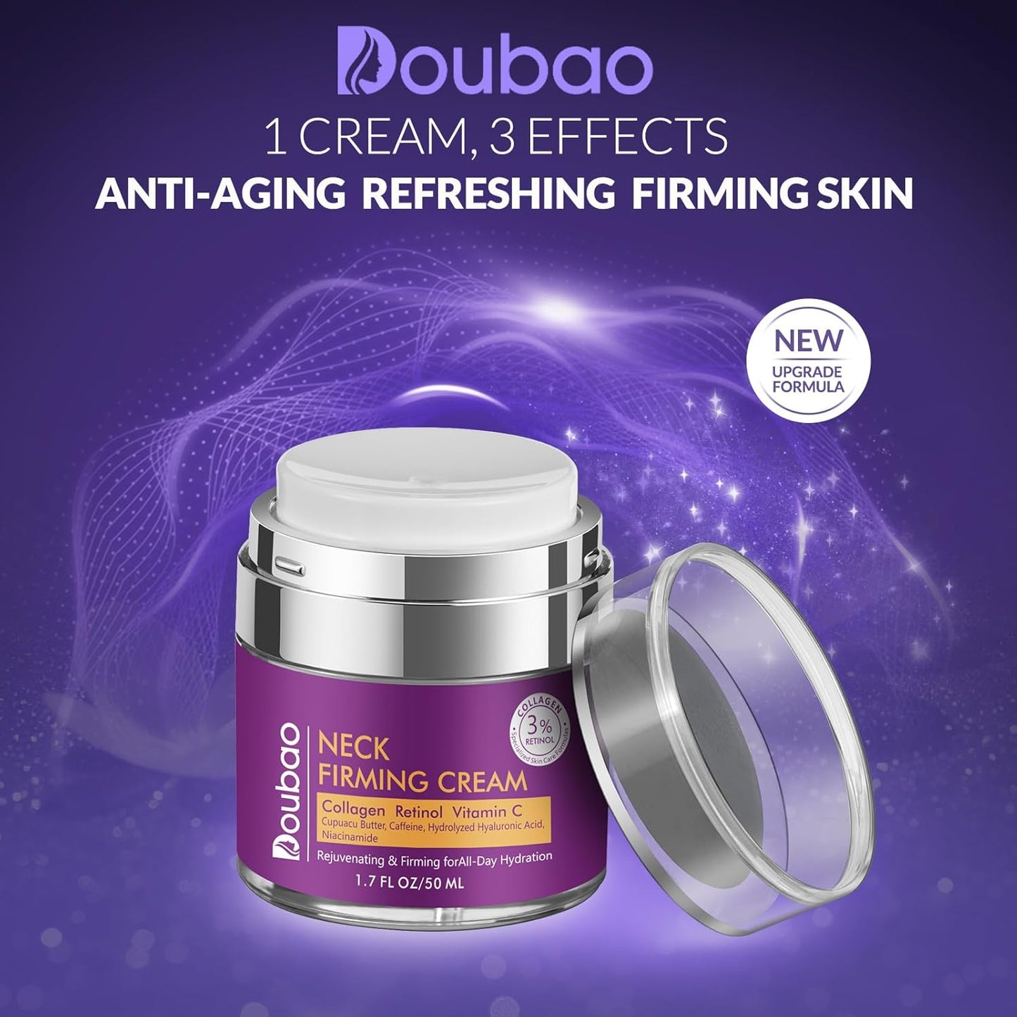 Neck Firming Cream, Wrinkle Cream for Women, Retinol Moisturizer with Collagen and Hyaluronic Acid for Neck, Face and Décolleté, 1.76 fl oz