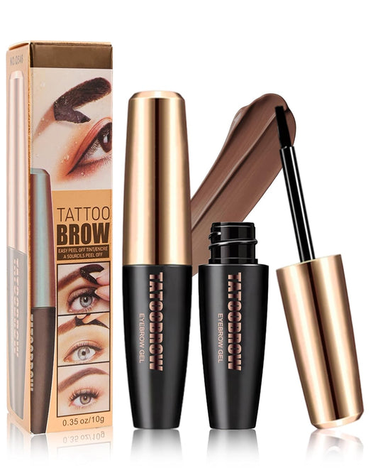 Eyebrow Gel Peel Off, 2Pcs Brown Tattoo Eyebrow Gel Easy Peel Off, Long Lasting Waterproof Eye Brow Tinting Dye, Tattoo Brow Stain Tint Kit for Natural Eye Makeup, Thanksgiving Gift for Women-01