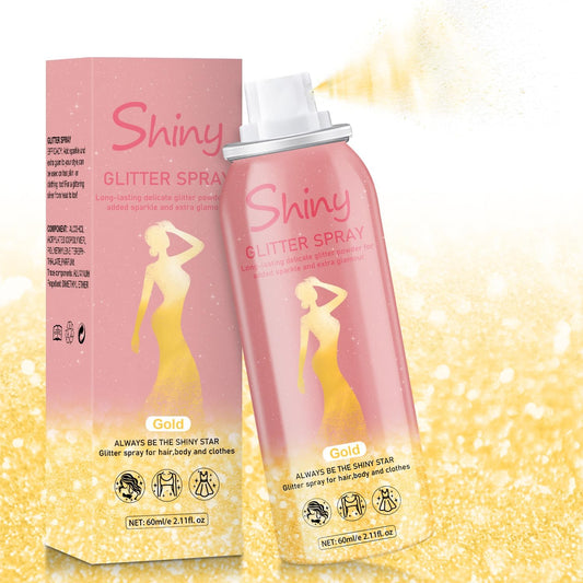 Hair and Body Glitter Spray, Holographic Glitter Highlighter Powder, Hairspray for Clothes, Face Body Shiny Glitter, Loose Shimmer Hairspray Festival Rave Prom Accessories, 2.11 Fl Oz(Gold) | alldaygood beauty