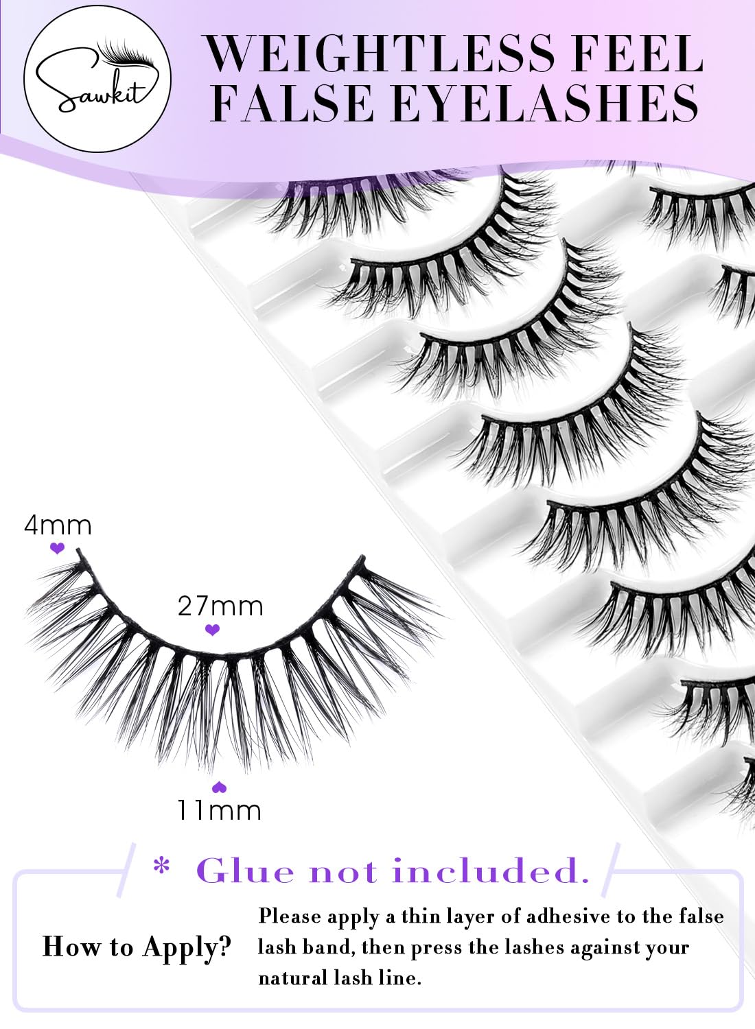 Classic Fake Eyelashes – 4-11mm – Lash Extensions – Luxurious Natural Mink Lashes Eyelash Extensions – Comfortable and Easy to Apply – High-End Fiber Lashes for Superior Volume