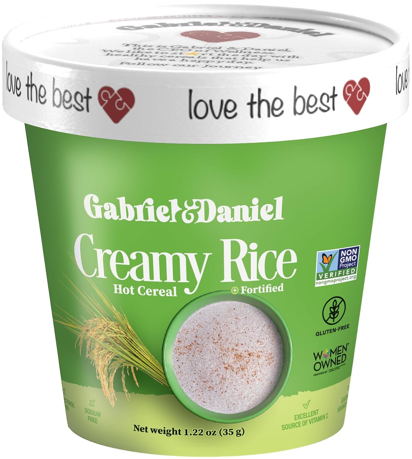 Gabriel & Daniel Creamy Rice Hot Cereal Cup – Non-GMO, Pure and Organic Gluten Free Cereal – Rich in Iron & Essential Nutrients for a Nourishing and Instant Breakfast – Quick & Easy Meal (Pack of 12)
