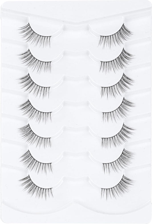 Half Lashes Natural Look C Curl False Eyelashes Cat Eye 7 Pack Corner Lash Siligli