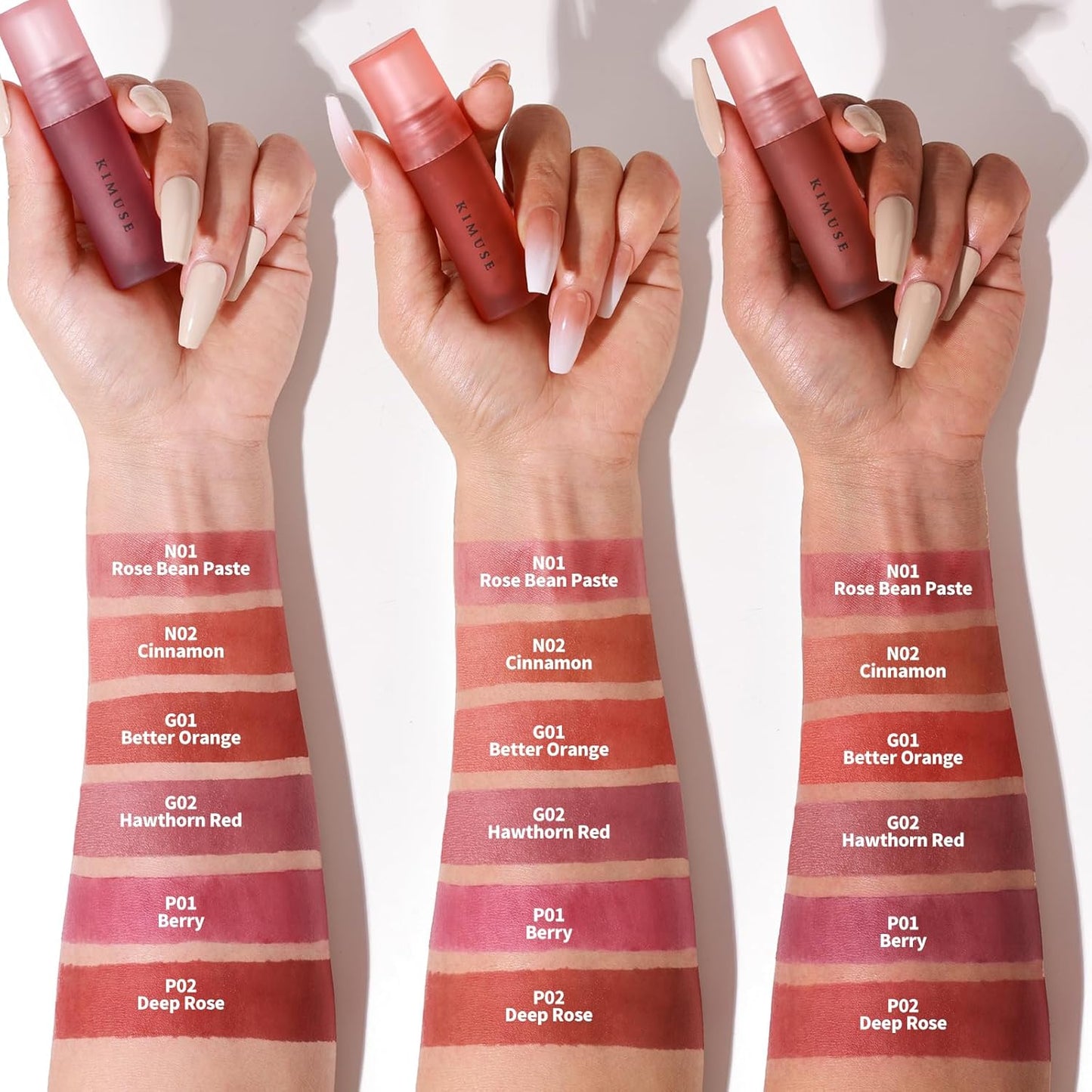 KIMUSE Water Gel Lip Tint 6 Colors Set, Highly Pigmented Long Lasting Moisturizing Glossy Lip Stains, Hydrate Lightweight Lip Gloss Makeup