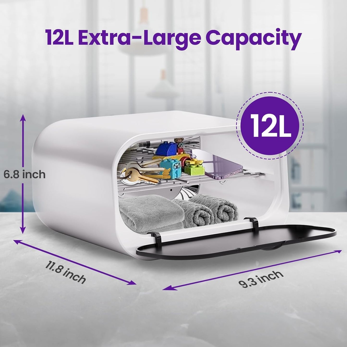 Nail Tool Cleaning Machine, 12L Large Capacity Cleaning Box, Multi-functional Cleaning Tool for Mobile Phone, Baby Bottle, Nail, Toys, Key