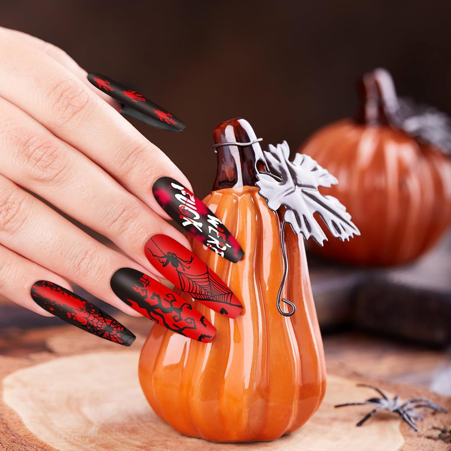 Whaline 6Pcs Halloween Nail Plates Stamping Set Pumpkin Ghost Bat Witch Stamp Templates Nail Art Plates for Trick or Treat Party DIY Print Manicure Salon Design