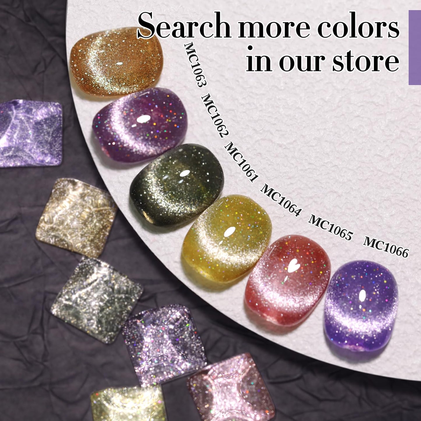 Double Rhythm Cat Eye Gel Polish with Magnet 15ML Jelly Glass Holographic Glitter Shimmer Translucent Sheer Color Magnetic Gel Polish Salon DIY at Home (Dark Purple-MC1066)