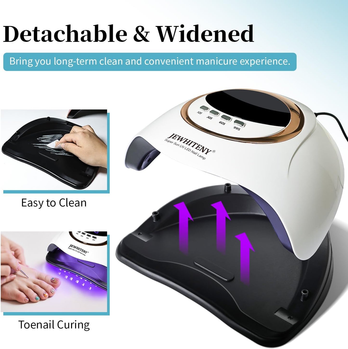 JEWHITENY White U V LED Lamp for Nails:Fast Nail Dryer for Gel Polish with 4 Timers and Automatic Sensor Professional LED Nail Lamp Manicure Tool