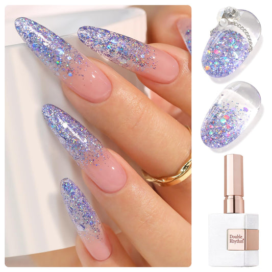 Double Rhythm 0.5Oz Glitter Gel Polish Shimmer Reflective Color for Nail Art Salon DIY Soak Off 15ml Nail Lamp Gel Polish at Home (Blue Purple-B1056) | alldaygood beauty