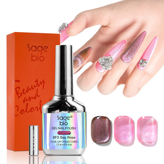 Cat Eye Gel Nail Polish, 15ml Magnetic Gel, High-Gloss Finish, Long-Lasting, DIY Manicure Kit with Magnet Stick, Stunning 3D Magnetic Effect, 02 | alldaygood beauty