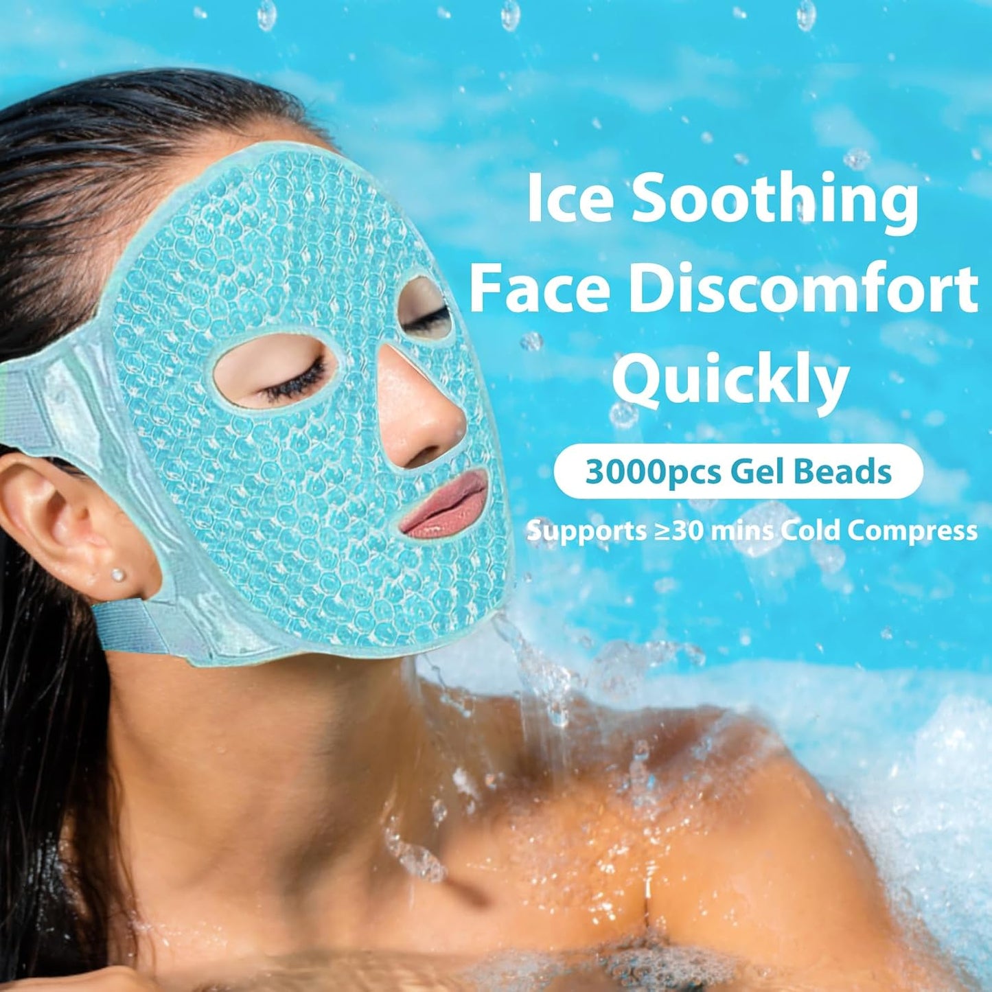 BeeVines Ice Face Mask, Cooling Gel Pack for Puffy Eyes, Cold & Hot Reusable Compress, Frozen Eye Packs Masks for Women for Dark Circles, Puffiness & Allergies (One Pack Blue)