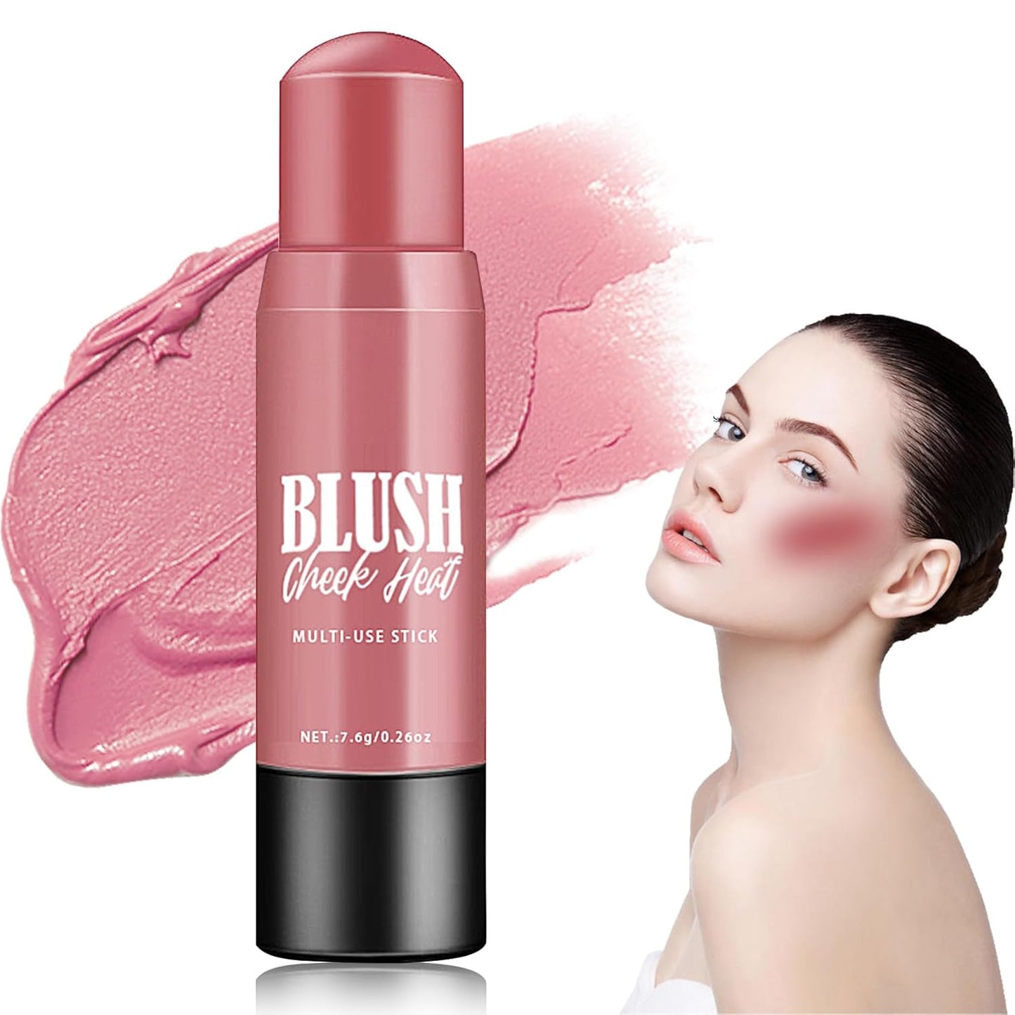 Cream Blush Stick Makeup,Blush Stick for All Skin Tones,Easy to Color,Soft Long Lasting Lightweight Blush Face Makeup Stick,Waterproof Multi Stick for Cheeks & Lip & Eyes（#102）