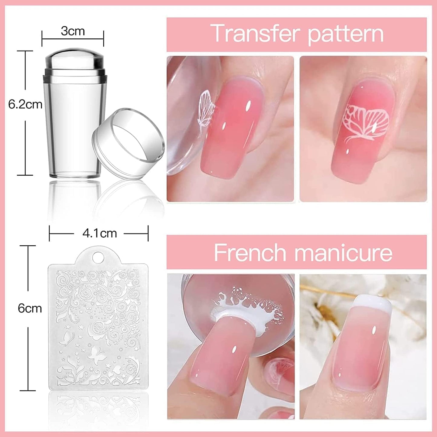 Biutee Nail Stamping Plates Set 2 PCS Large Plate 110 Patterns Nail Art Stamper Scraper Nail Stamp Template Kit French Line Lace Flower Design Masnicure Plates