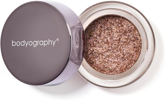 Bodyography Glitter Pigment Eye Shadow | Long Wear Shimmer Eyeshadow | Vegan, Talc & Paraben Free | Cream Powder Formula | Mood (Bronze Brown) 1.5 g | alldaygood beauty
