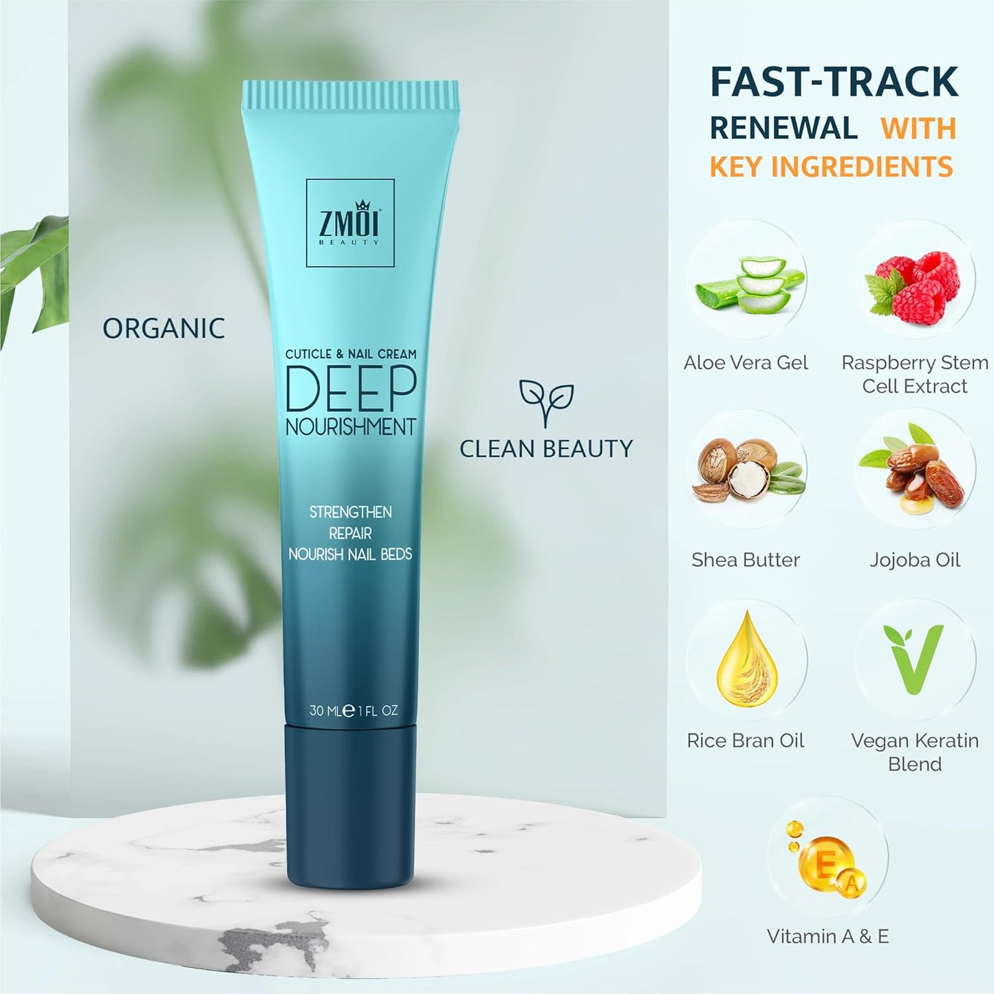 Cuticle & Nail Cream Treament, Deep Nourishing - USA Made - Daily Repair Nail Care w/Organic Shea Butter, Jojoba Oil - Soften Cuticles, Strengthen Nails, Hydrating (Pack of 2)