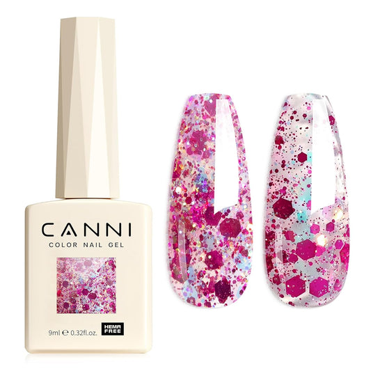 CANNI 1 Pcs Purple Glitter Gel Nail Polish, Shimmer Sparkly Light Purple Colors Gel Polish Soak Off Led Nail Art Gel Manicure Salon DIY | alldaygood beauty