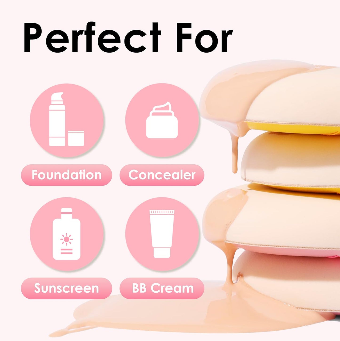 5Pcs Pink Makeup Sponge For Foundation Concealer And Powder, latex free Blender Sponge For Natural And Easy Makeup Soft Long-lasting And Beginner-friendly, Medium