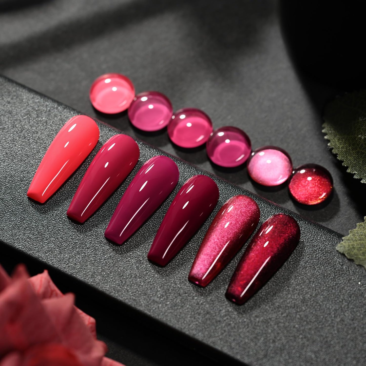 GAOY Mauve Gel Nail Polish, Magenta Cat Eye Gel with Magnet, Dark Pink Color Set Salon Manicure and Nail Art DIY at Home