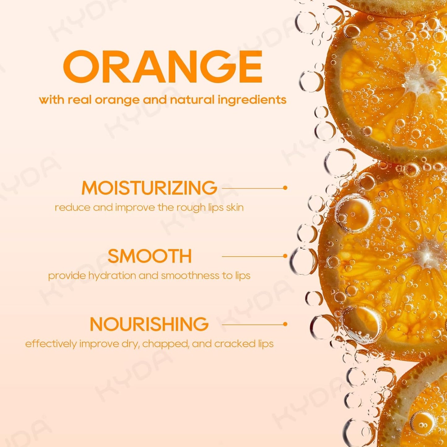 KYDA 3 Pcs Vitamin C Lip Balm, Moisturizing Lips Balm Stick for Dry Cracked Lips, Deep Hydrating Tinted Lip Balm, Reduce Fine Lines, Daily Lip Moisturizer with Orange Vitamin C, Colorless Finish