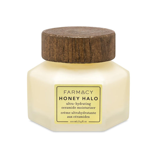 Farmacy Ceramide Face Moisturizer - Honey Halo Hydrating Facial Moisturizer for Dry Skin - Plumps, Soothes + Restores Skin with Potent Ceramides + Buckwheat Honey for a Dewy, Healthy Glow (100ml) | alldaygood beauty