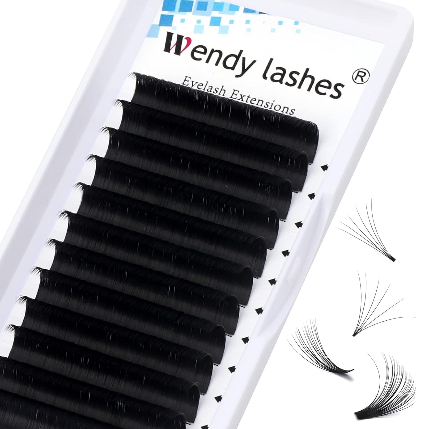 Easy Fan Volume for Lash Artists: Wendy, Handmade Fans for Eyelash Extensions, Self Fanning, Blooming, Black, D Curl, 0.05mm, 15mm, KH126