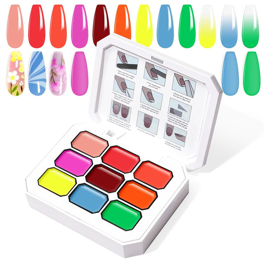 Gradient Painting Gel, 9 Colors Ombre Gel Nail Polish Sponging for Pigment Pat Nails Aura Nails French Manicure Long-lasting Home Salon DIY Nail Art Fluorescent | alldaygood beauty