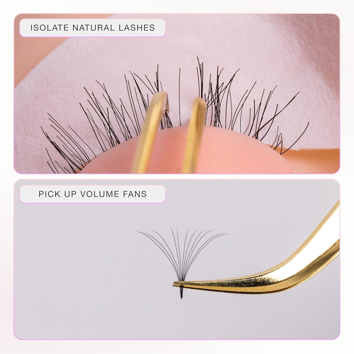 Curacoro Lash Tweezer - Professional & Precision Fiber Tip Grip Lash Tweezers for Eyelash Extensions, Multi Shapes & Purposes Tweezers for Volume, Isolation & Classic Lashes (Gold, Fan-lash-tic)