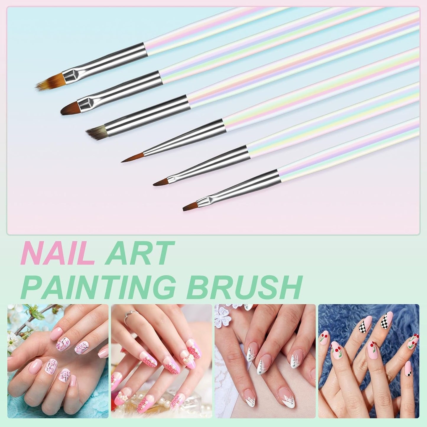 Artdone 12 PCS Nail Art Brushes Set Nail Art Liner Brush and Nail Dotting Pen Gel Polish Painting Tools For Nail Art Design Include Extension Gel Nail Brush And Arylic Nails