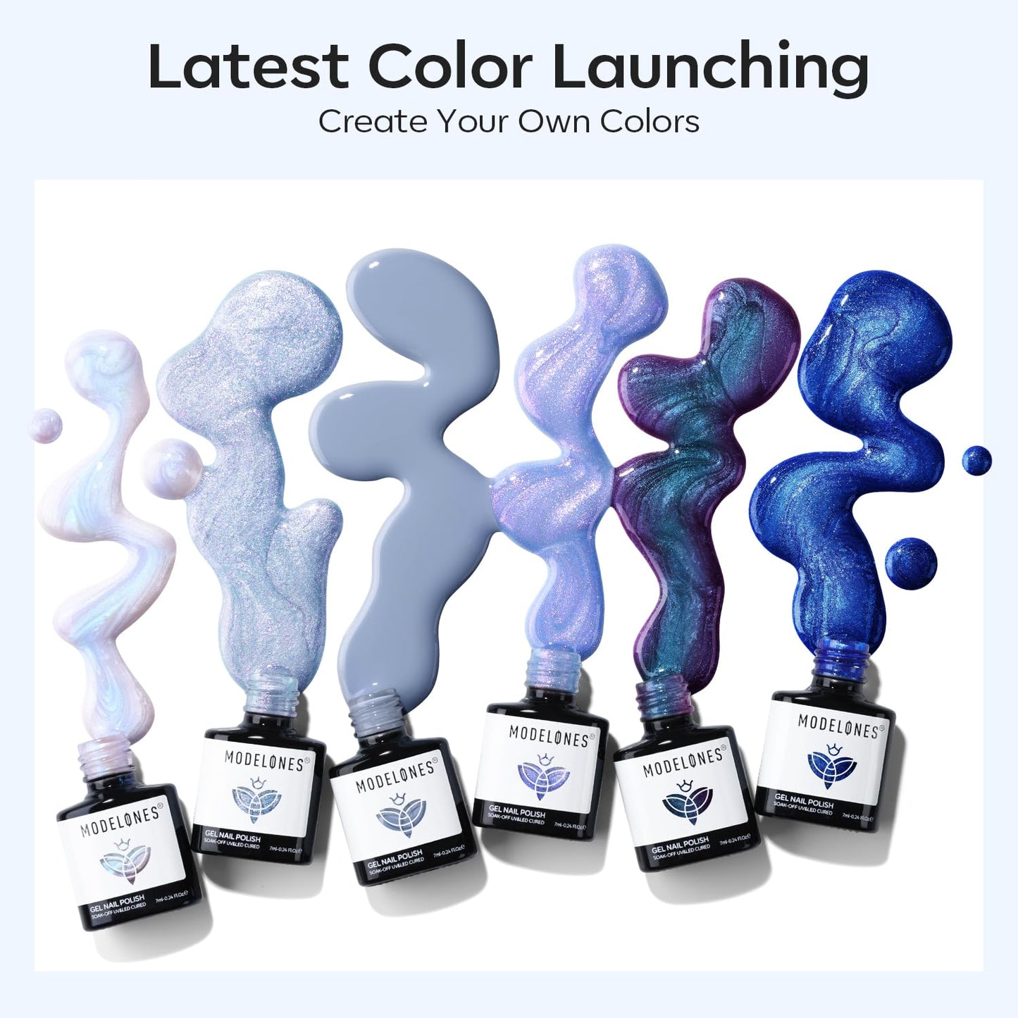 modelones Gel Nail Polish Set, 6 Colors Fall Winter Icy Blue Collection Glitter Gel Polish Galaxy White Dark Blue 9D Cat Eye Nail Polish with Magnet Soak Off Led Nail Art Kit Salon DIY Gift