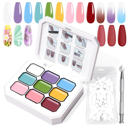 Gradient Painting Gel, 9 Bright Colors Ombre Gel Nail Polish Light Pink Blue Summer Kit Sponging for Pigment Pat Kit Aura Nails French Manicure Soak Off UV Bloom Summer Set | alldaygood beauty