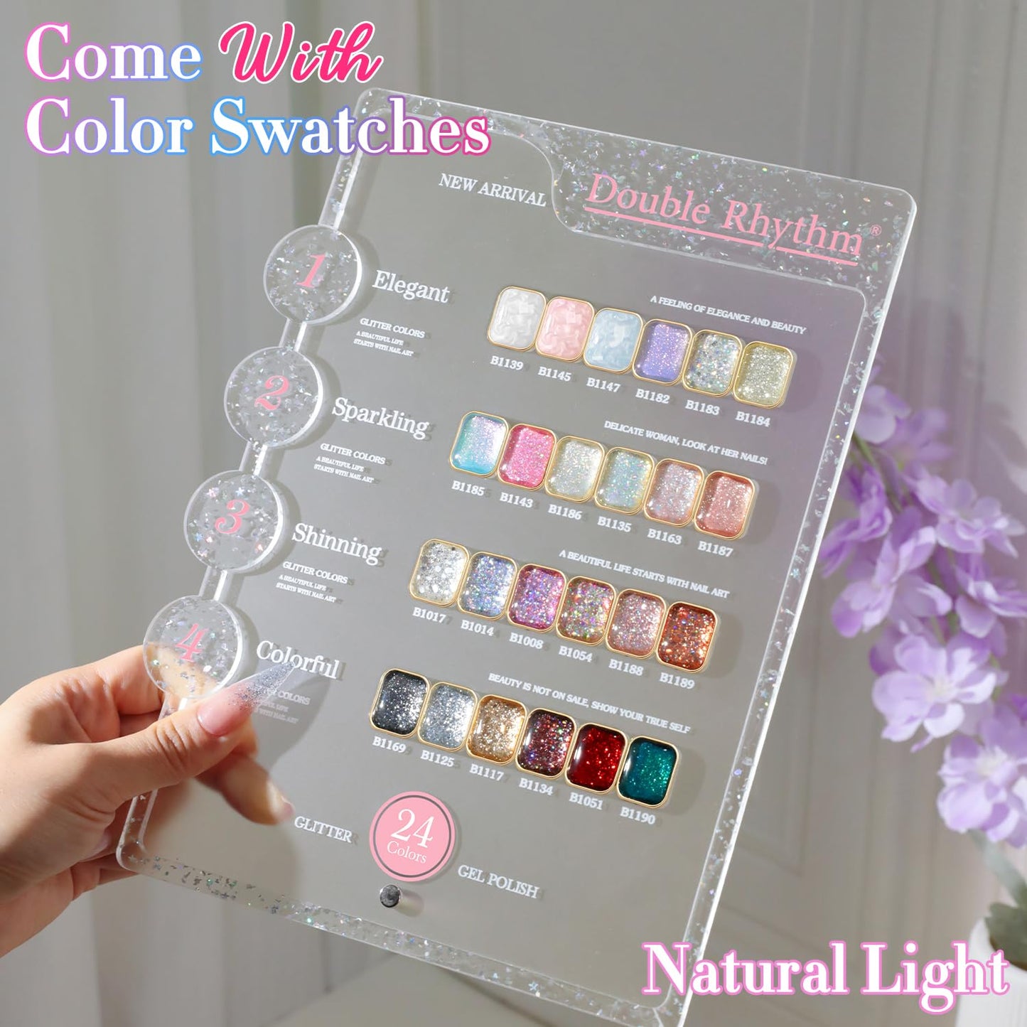 Double Rhythm 28Pcs 0.5Oz Glitter Gel Nail Polish Set Same Color Same Bottle Soak Off Kit Nail Art Manicure Salon DIY at Home (Sparkle Pearl Shimmer Collection-T24-9)