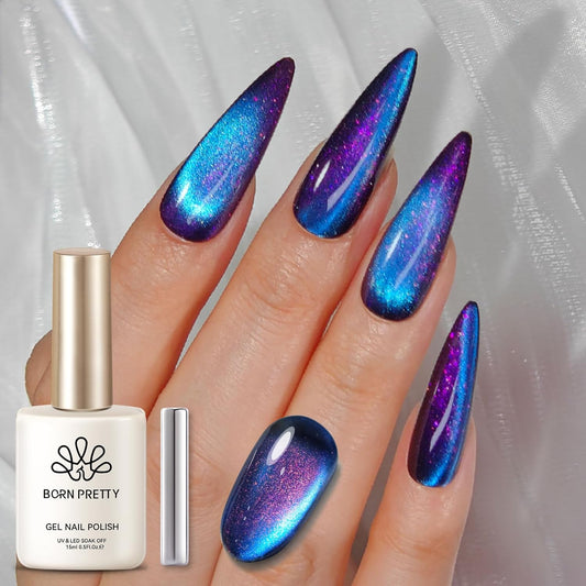 BORN PRETTY Cat Magnetic Eye Gel Nail Polish,Night Purple Magnetic Gel Polish Blueberry Cat Magnetic Eye Gel Manicure Nail Art DIY 15ml | alldaygood beauty
