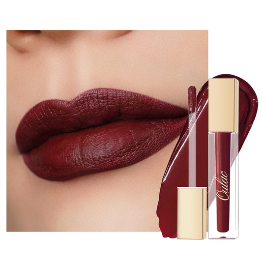 Oulac Matte Liquid Dark Red Lipstick for Women, Long Lasting Lipstick, Waterproof Lip Stain, No Transfer, Creamy High Pigmented Formula with Vitamin E, Vegan & Cruelty-Free M18