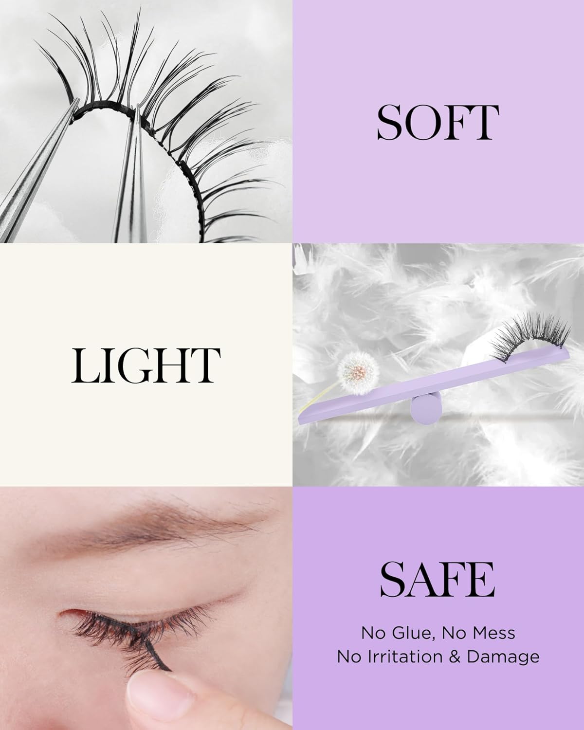 BEYELIAN Magnetic Eyelashes Natural Look Soft Magnetic Lashes with Applicator Reusable No Glue Needed False Eyelashes Easy to Wear and Remover