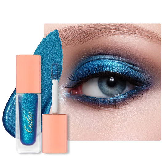 Oulac Blue Liquid Glitter Eyeshadow Liquid Shimmer Eyeshadow Liquid Eyeliner Non-sticky One-Swipe Coverage with Quick-Drying Crease-resistant Formula.Vegan & Cruelty-Free.(10) | alldaygood beauty