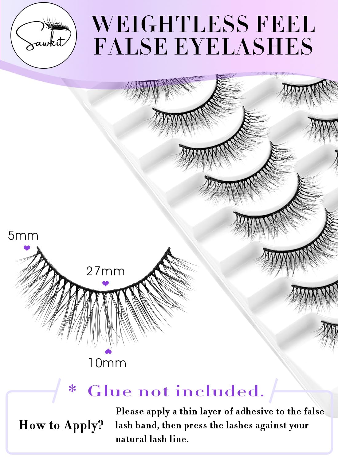 Classic Fake Eyelashes – 5-12mm Lash Extensions – Luxurious Natural Mink Lashes Eyelash Extensions – Comfortable and Easy to Apply – High-End Fiber Lashes for Superior Volume