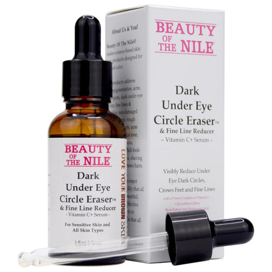 Dark Under Eye Circle Eraser™ Vitamin C+ Serum for Skin-of-Color, Dark Circle Puffiness Wrinkle Hyaluronic Acid Superoxide D, Beauty of the Nile® 1 Oz