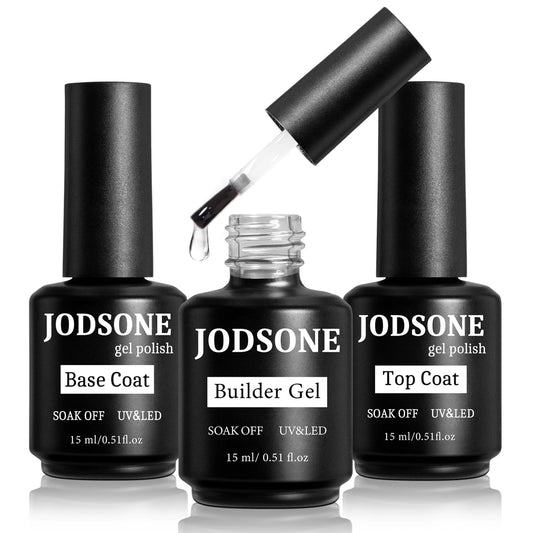 JODSONE 15ML Base Coat Top Coat and Builder Gel 3 PCS Gel Polish for Salon and Home Use | alldaygood beauty
