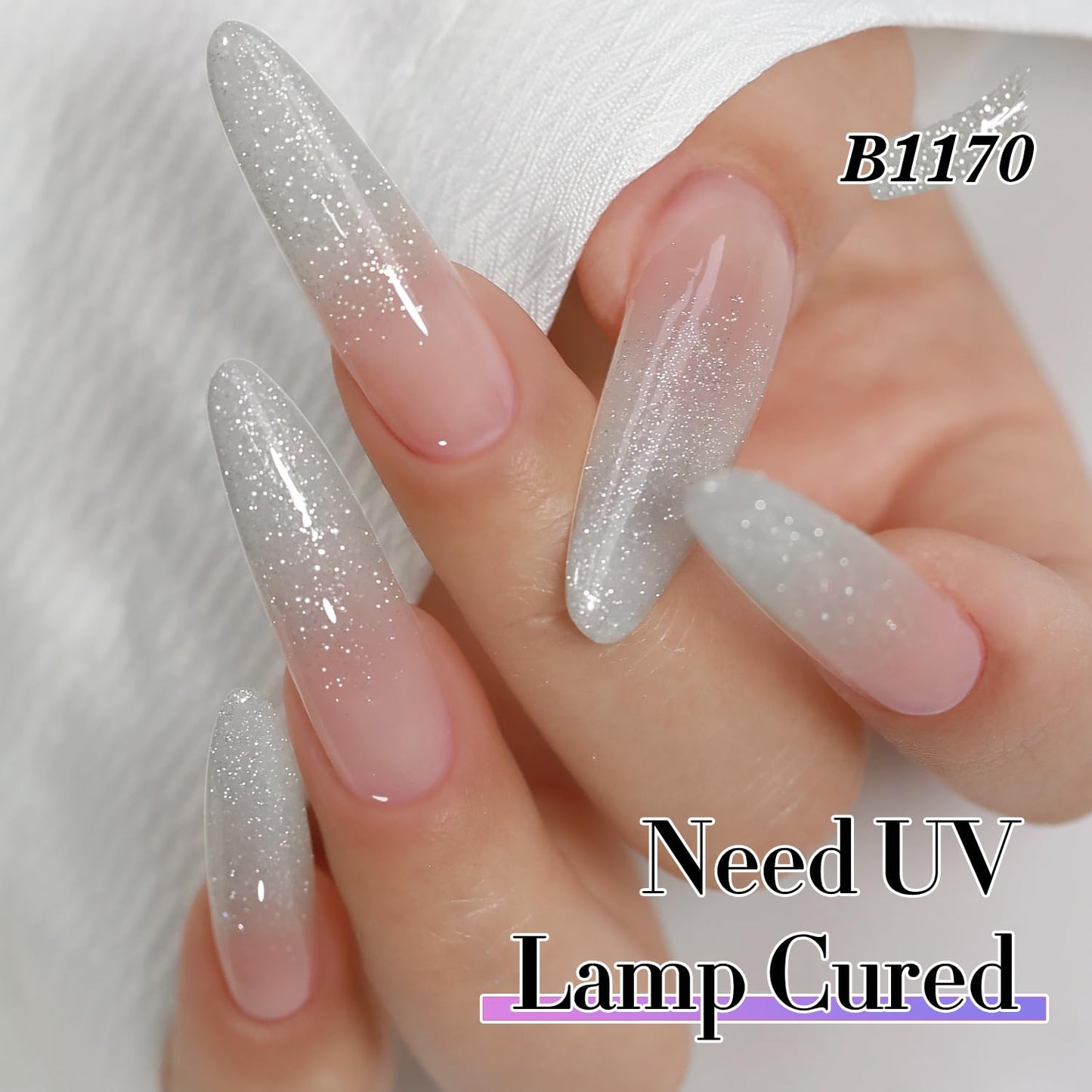 Double Rhythm 0.5Oz Glitter Gel Polish Shimmer Reflective Color for Nail Art Salon DIY Soak Off 15ml Nail Lamp Gel Polish at Home (Silver-B1170)