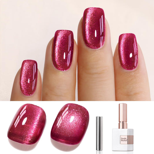 Double Rhythm 0.5 OZ Cat Eye Gel Polish with Magnet 15ML Holographic Glitter Shimmer Translucent Jelly Color Magnetic Nail Polish Salon DIY at Home (MC1077) | alldaygood beauty