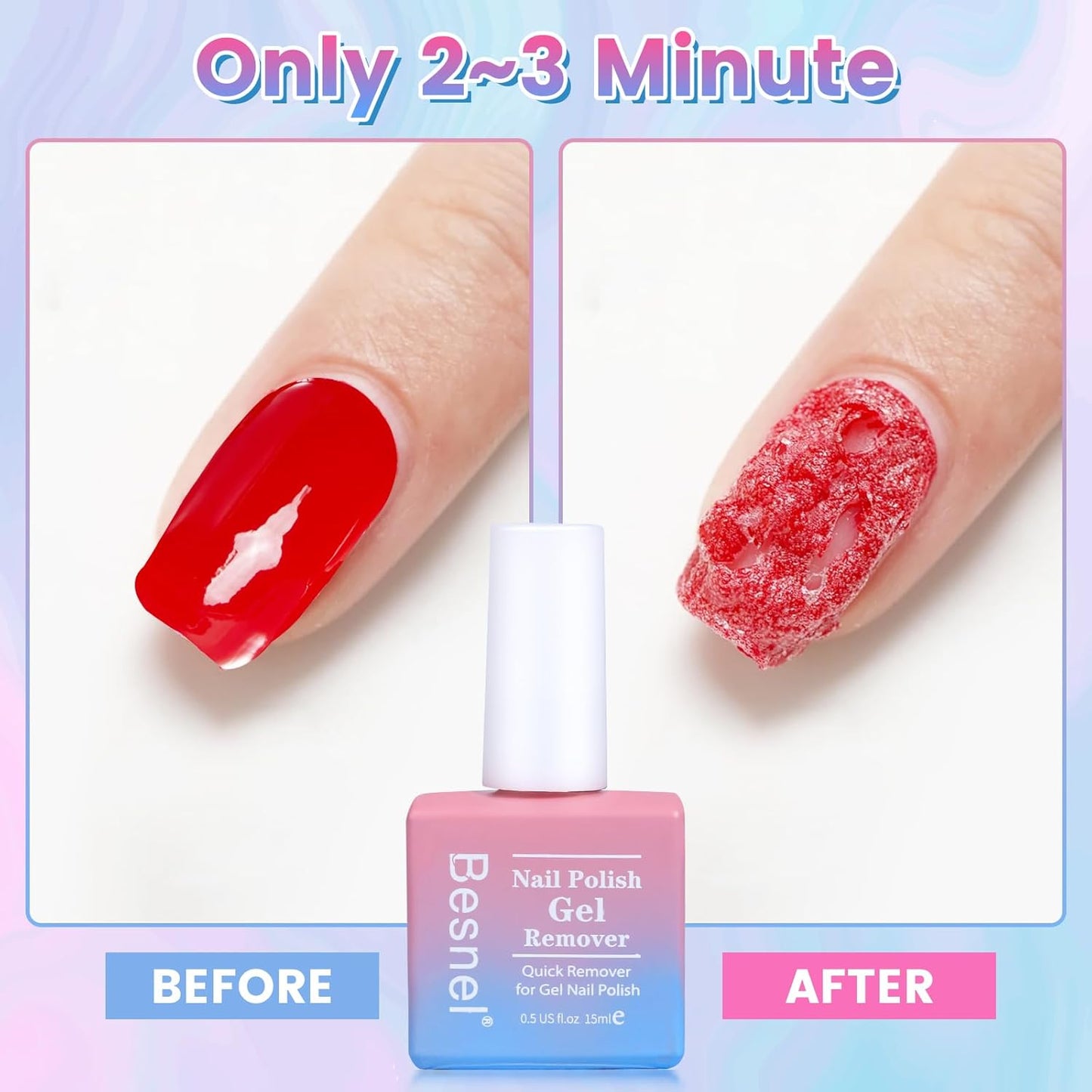 Gel Nail Polish Remover, Professional Gel Polish Remover for Nails Non-Irritating Easily & Quickly Remove Nail Polish, Gel Remover Tools Kit Nail File Cuticle Pusher Nail File Grit