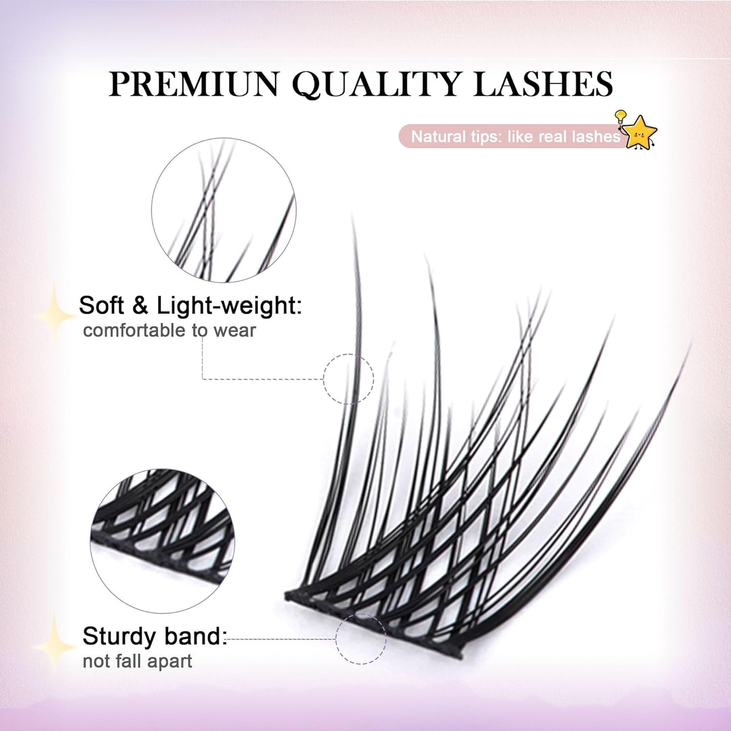 GAQQI Lash Clusters, GQ03 False Eyelashes DIY Lash Extensions D Curl 168PCS Cluster Lashes 10MM, Wispy and Natural Lash Wisps (GQ03,10mm,D Curl)
