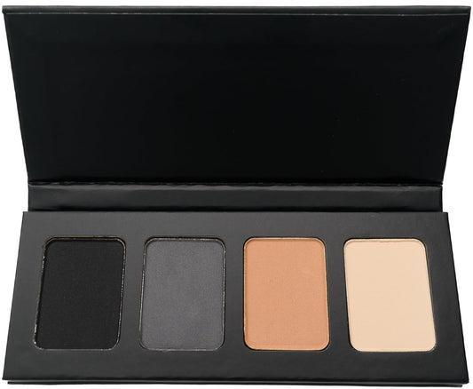 Matte Black, Silver Grey, Light Brown and Off White Vegan Eyeshadow Mini Palette; Talc, Paraben & Cruelty Free | alldaygood beauty