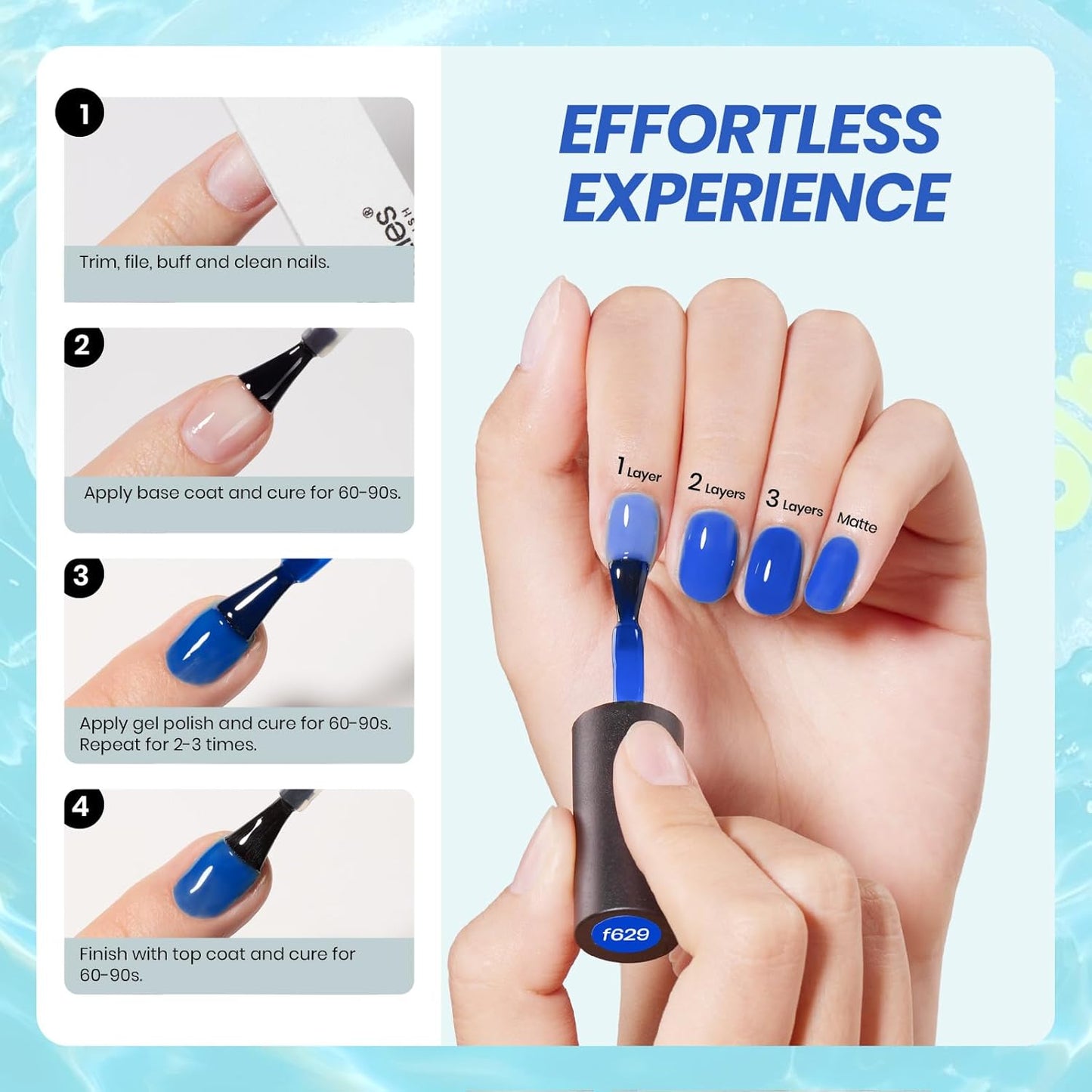 Beetles Jelly Gel Nail Polish Set, 6 Summer Colors Milky White Blue Green Turquoise Shimmer Translucent Sheer Color Gel Polish Kit Soak off Uv Nail Concealer Bubble Splash Series Gift for Women