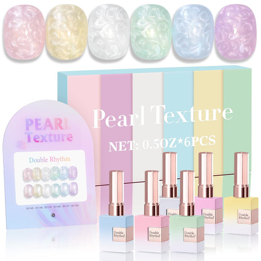 Double Rhythm 6 Pcs 15 ML Gel Polish Set Same Color Same Bottle Soak Off Gel Polish Kit Nail Art Manicure Salon DIY at Home for Women (Pearl Pink White Green Blue Purple-T6-21) | alldaygood beauty